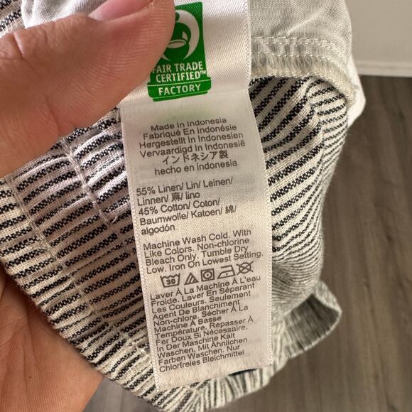 J.Crew Linen Blend Slim Wide Leg Drawstring Pants 14 Black White Striped Relaxed - Picture 7 of 8